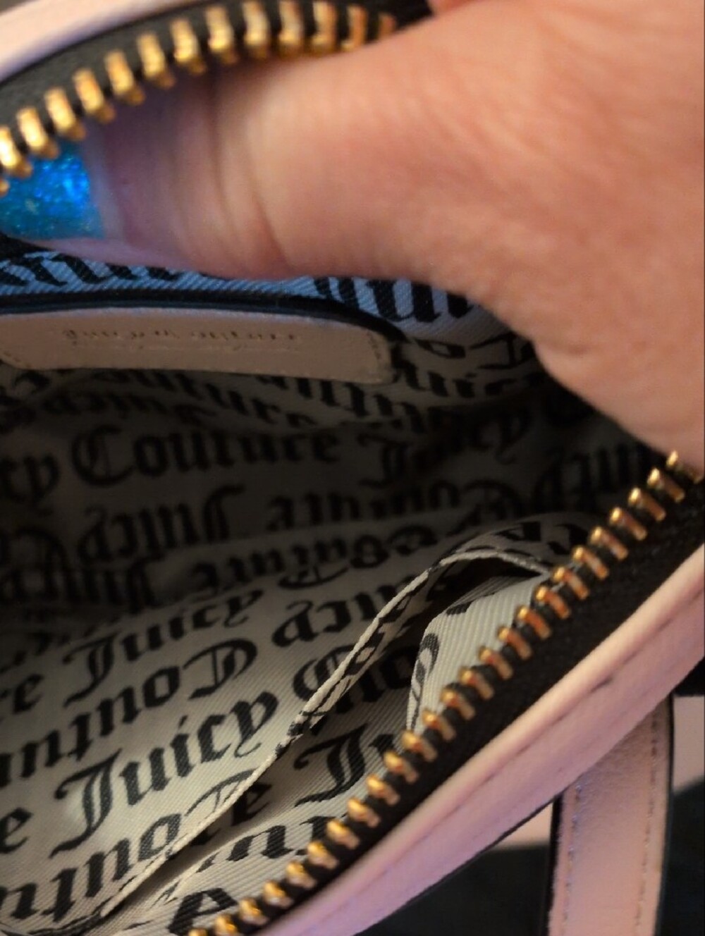 Juicy Couture Black and Pale Pink Velvet Satchel - Picture 12 of 14